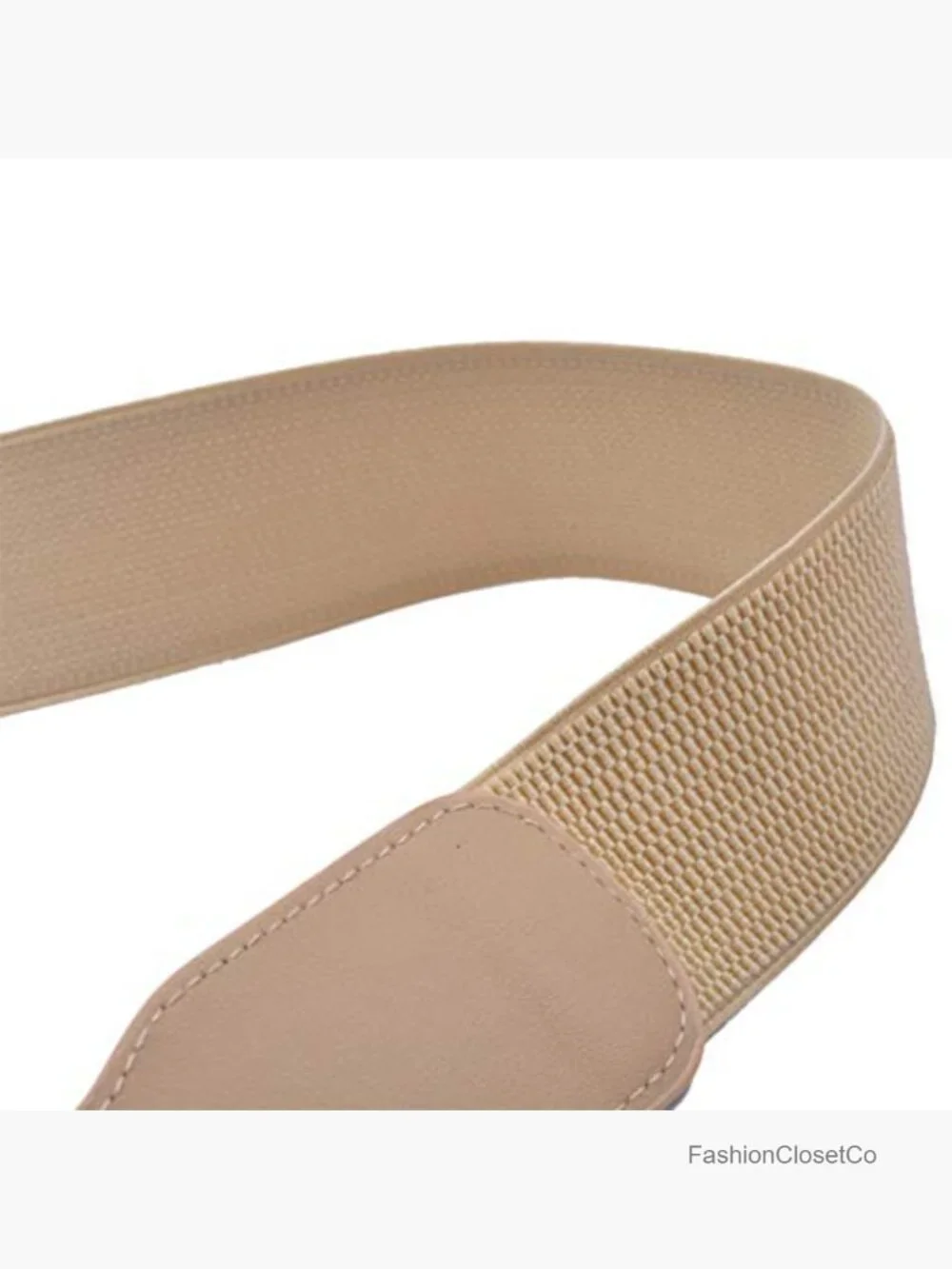Elastic Stretch Wide Waist Belt with Double Rings Buckle